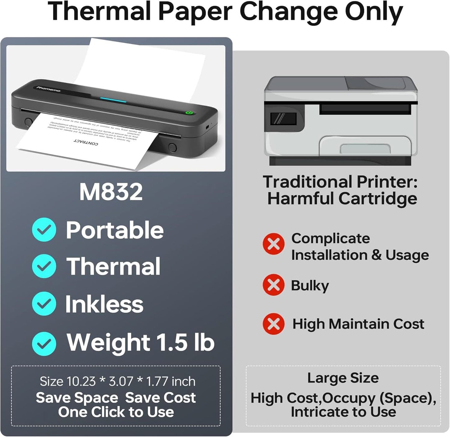 Portable Printer,[Upgrade] M832