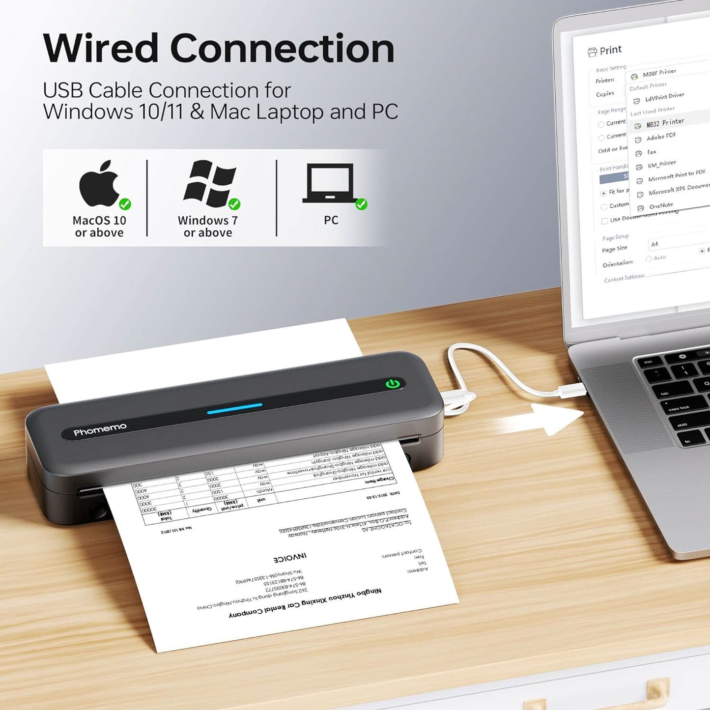 Portable Printer,[Upgrade] M832